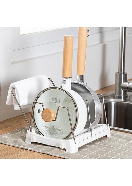 Pot Kapak Raf Drenaj Raf Paslanmaz Çelik Tava Depolama Raf Havlu Bar ile Ayarlanabilir Tencere Depolama Tutucu Mutfak Organizatör | Raflar ve Amp;sahipler (Beyaz) (Yurt Dışından) fırsatları