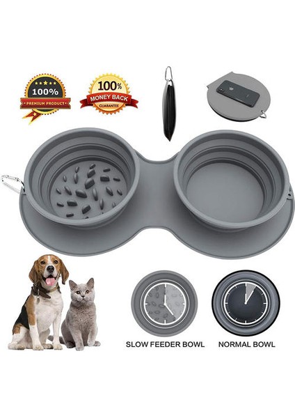 1000 ml Büyük Katlanabilir Köpek Pet Katlanır Silikon Kase Açık Seyahat Taşınabilir Yavru Gıda Konteyner Besleyici Çanak Kase | Köpek Besleme (Yurt Dışından) modelleri