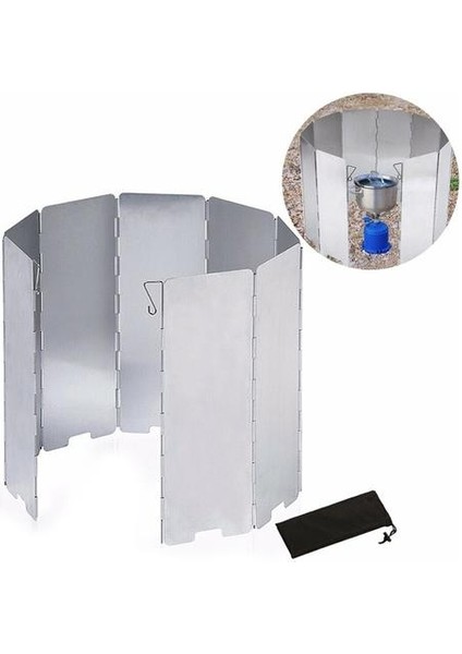 9 Plaka Katlanabilir Alüminyum Açık Soba Rüzgar Kalkanı Gaz Brülör Pişirme Cam Rüzgar Koruyucu Piknik Kamp Soba Ön Cam | Açık Sobalar (Yurt Dışından)