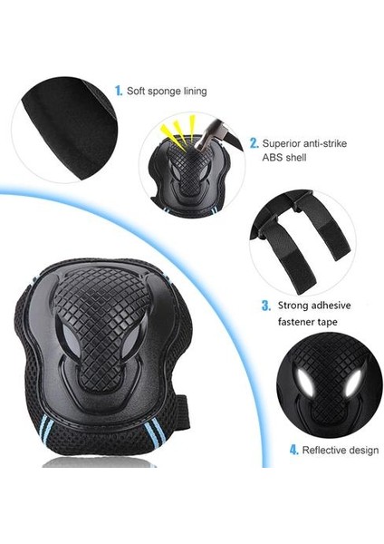6 Adet Güvenlik Koruyucu Kiti Diz Dirsek Bilek Pedleri Koruyucu Koruyucu Ekipmanlar Kaykay Bisiklet Paten Scooter Diz Pedleri Seti | Elbow & Amp;dizlik (Yurt Dışından) fiyatları