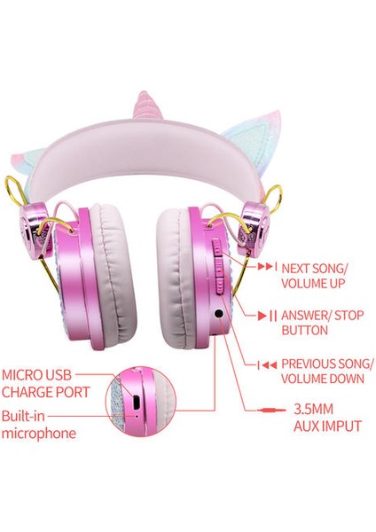 Kablosuz Çocuklar Kulaklık Karikatür Mikrofon Kız Gamer ile Unicorn Kulaklıklar Gamer Çocuk Kablolu Kulaklık Auriculares Bluetooth Hediyeler | Bluetooth Kulaklık ve Amp;kulaklıklar (Yurt Dışından) indirimleri