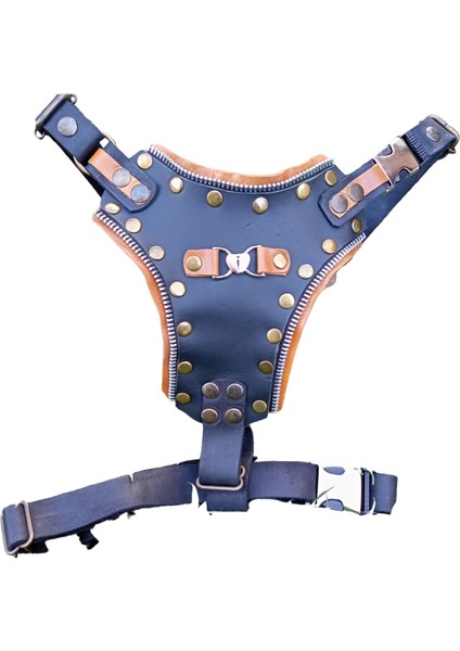 Köpek göğüs tasması hakiki deri siyah taba göğüs ölçüsü:50-90cm ayarlamalı boyun ölçüsü:40-60cm dog harness GT1-33