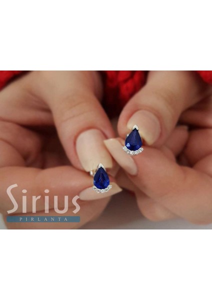 Pırlanta ve Damla Safir Taşlı Küpe 0462E0001 modelleri