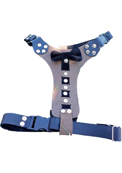 Köpek göğüs tasması hakiki deri vizon siyah papyonlu göğüs ölçüsü:40-70cm boyun ölçüsü:45-60cm ayarlamalı dog harness GT1-30