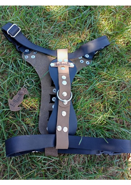 Köpek göğüs tasması hakiki deri vizon siyah papyonlu göğüs ölçüsü:40-70cm boyun ölçüsü:45-60cm ayarlamalı dog harness GT1-30