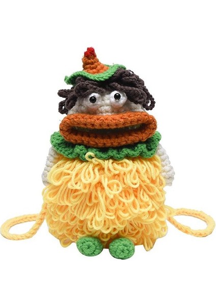 Örgülü Sosis Ağız Cep Telefonu Çantası Crossbody Çanta Yün Örme Çirkin Kız Omuz Çantası Sevimli (Yurt Dışından)