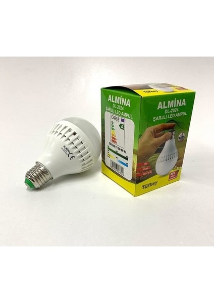 LED Ampul 12W E27 220V Beyaz Şarjlı LED Ampul Almina DL-2024