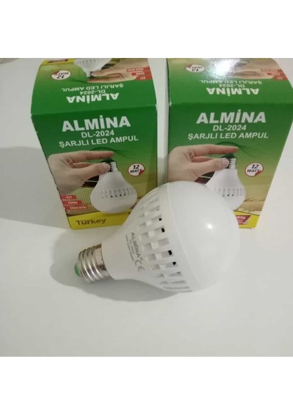 LED Ampul 12W E27 220V Beyaz Şarjlı LED Ampul Almina DL-2024