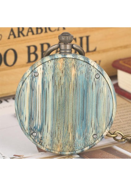 Arapça Numaralar Ekran Yeşil Çizgili Bambu Ahşap Kuvars Cebi Retro Bronz Cep Zinciri Kolye Ahşap Timepiece Hediye | Cep ve Amp; Amp;fob Saatler (Yurt Dışından) modelleri