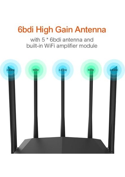 Tenda Ac7 Kablosuz Wifi Yönlendiriciler 11AC 2.4ghz / 5.0 Ghz 1 * Wan + 3 * Lan Portları 5 * 6dbı Antenler Smart App Çoklu Dil Sürümünü Yönetin | Kablosuz Yönlendiriciler (Yurt Dışından)