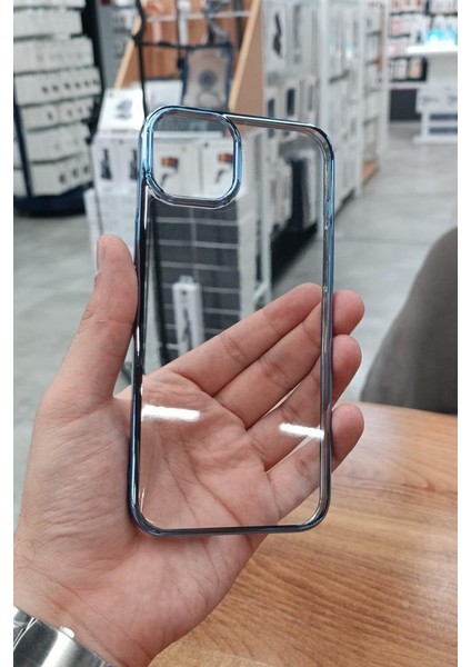 iPhone 15 Plus Kılıf Kamera ve Lens Korumalı Şeffaf Renkli Çerçeveli Sert Pc Lüx Kapak