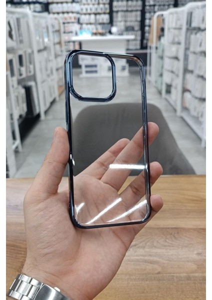 iPhone 15 Pro Kılıf Kamera ve Lens Korumalı Şeffaf Renkli Çerçeveli Sert Pc Lüx Kapak