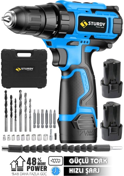 Dark DARBELİ 58V 10 Ah Lion Çift Akülü Metal Şanzuman Akülü Vidalama Matkap 27 PARCA SETLİ