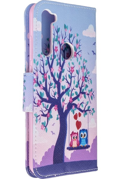 Desen Baskı Cüzdan Deri Deri Flip Telefon Kapağı Xiaomi Redmi Note 8t Tree ve Çift Baykuşlar (Yurt Dışından) modelleri