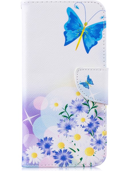 Desen Baskı Pu Deri Folio Xiaomi Redmi Için Telefon Kapağı Not 7s /not 7-Blue Kelebek (Yurt Dışından)