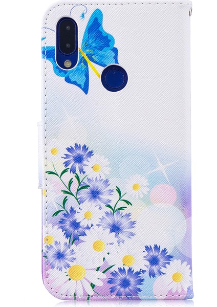 Desen Baskı Pu Deri Folio Xiaomi Redmi Için Telefon Kapağı Not 7s /not 7-Blue Kelebek (Yurt Dışından)