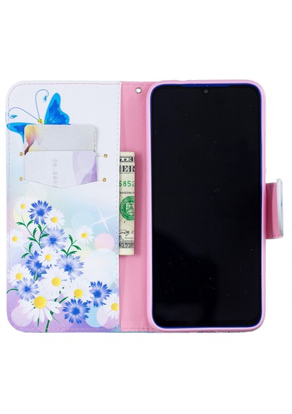 Desen Baskı Pu Deri Folio Xiaomi Redmi Için Telefon Kapağı Not 7s /not 7-Blue Kelebek (Yurt Dışından)