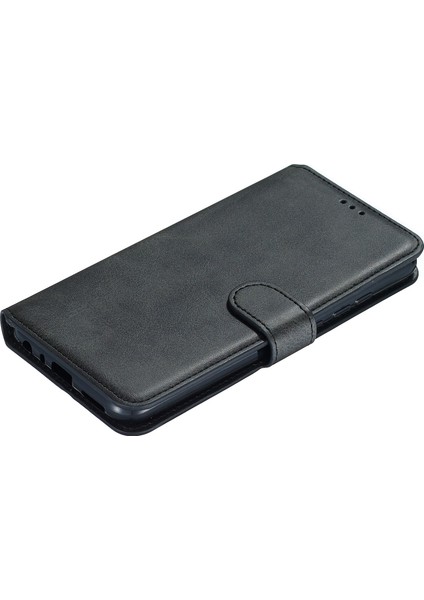 Xiaomi Redmi Note 8-Black Için Düz Renkli Cüzdan Stand Deri Kılıf (Yurt Dışından)