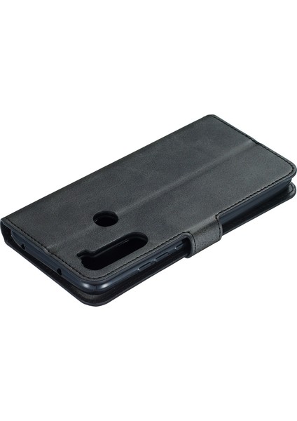 Xiaomi Redmi Note 8-Black Için Düz Renkli Cüzdan Stand Deri Kılıf (Yurt Dışından)