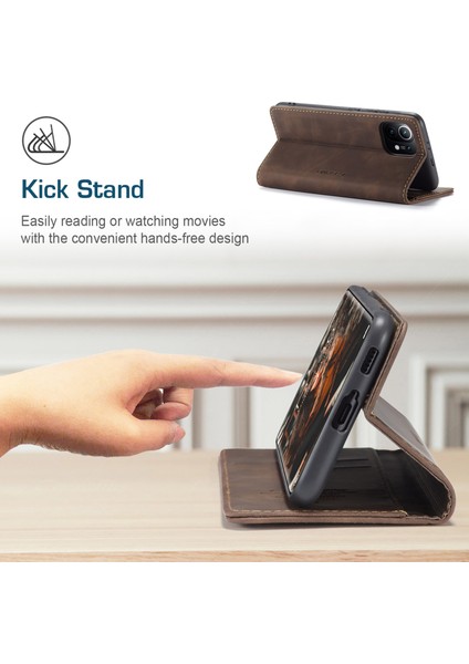 Xiaomi Mi 11-Coffee Için Otomatik Emilmiş Deri Cüzdan Stand Kılıfı Kılıfı (Yurt Dışından) fırsatları