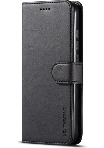 Cowhide Doku Deri Cüzdan Stand Telefon Kabuğu Xiaomi Redmi 7A-BLACK (Yurt Dışından)