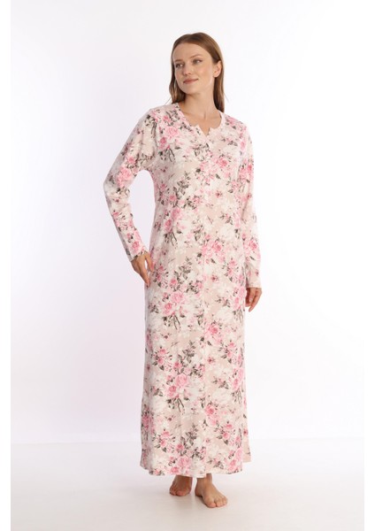 Kadın %100 Pamuk Uzun Ev Elbisesi Gecelik