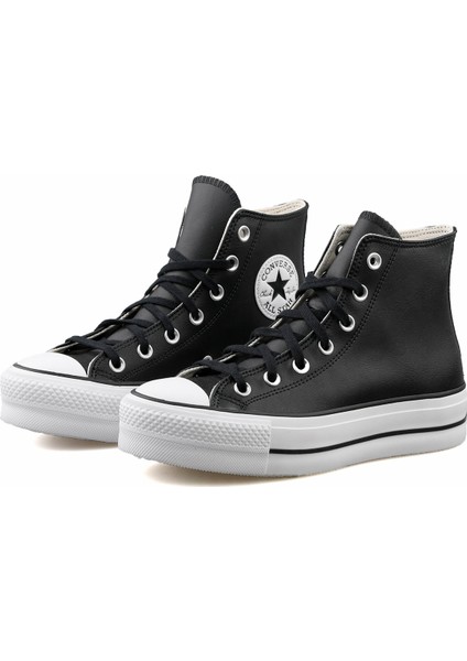 Chuck Taylor All Star Leather Platform Kadın Siyah Sneaker Ayakkabı 561675C fiyatları