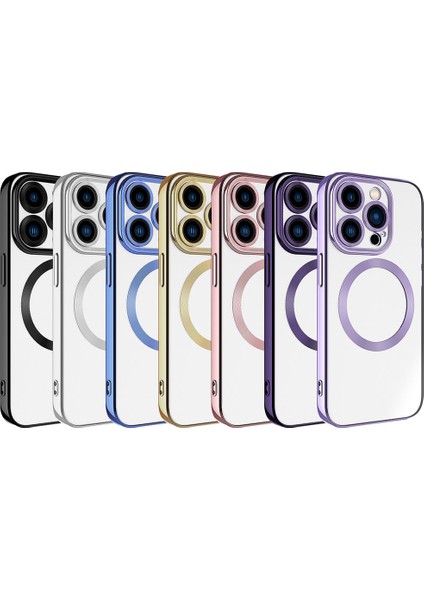 Apple iPhone 15 Pro Max Kılıf Magsafe Wireless Şarj Özellikli Setro Silikon Derin Mor
