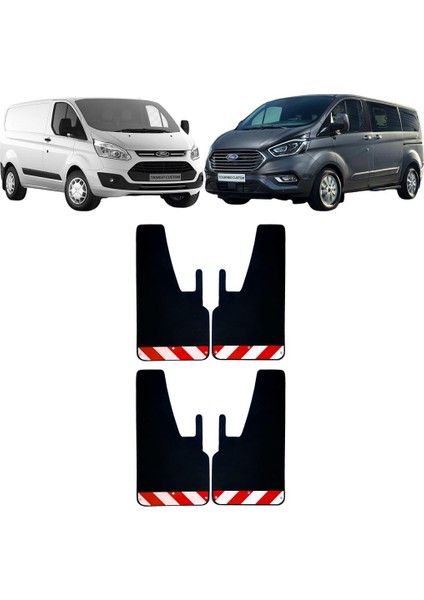 Ford Transit Tourneo Custom Kırmızı-Beyaz Fosforlu 4'lü Paçalık Çamurluk Tozluk FRD0FX02802