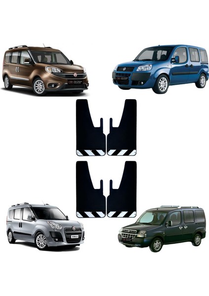 Fiat Doblo Siyah-Beyaz Fosforlu 4'lü Paçalık Çamurluk Tozluk FIA0FX02101