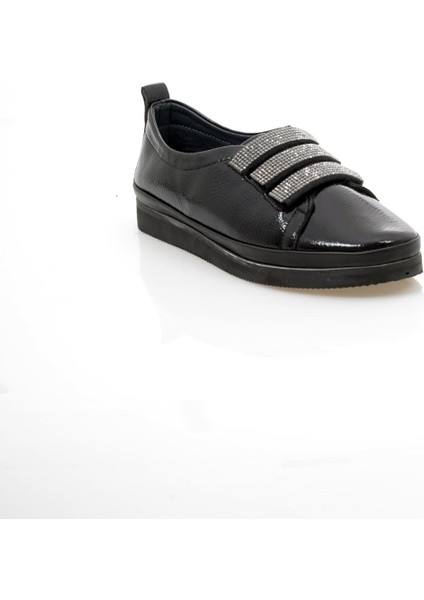 Siyah Rugan Taş Bantlı Günlük Ayakkabı modelleri