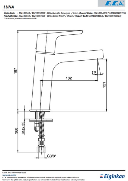 Luna Banyo Duş Bataryası 102102450 fiyatları