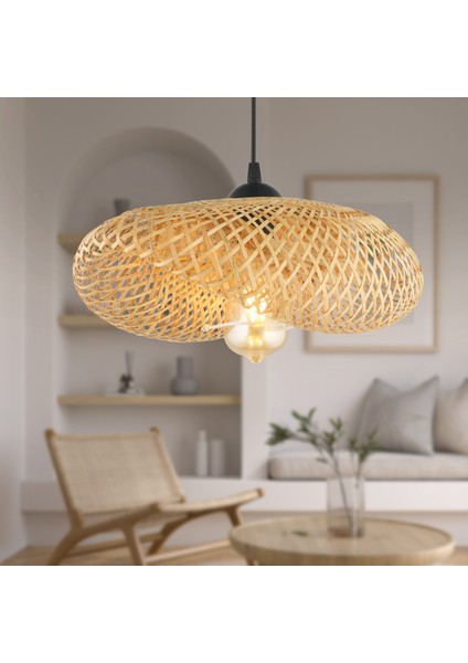 Edna Tekli Rattan Modern Tasarım Oturma Odası Avize