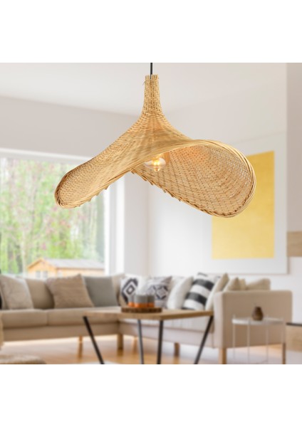 Edna Tekli Rattan Modern Tasarım Oturma Odası Avize