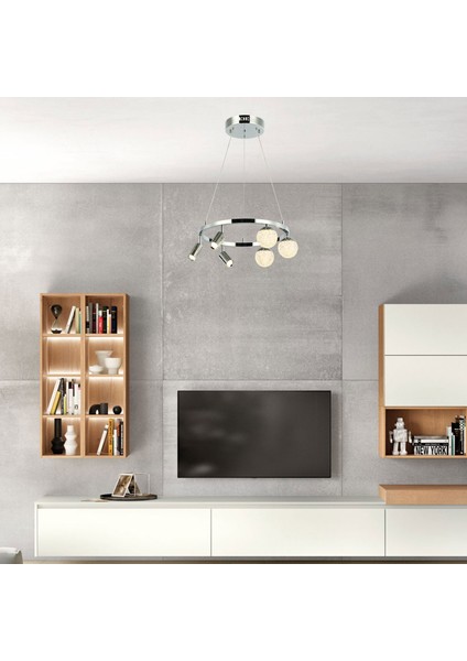 Lucea Branco 3+3'lü Krom Ledlı Avıze 400 mm Kademelı