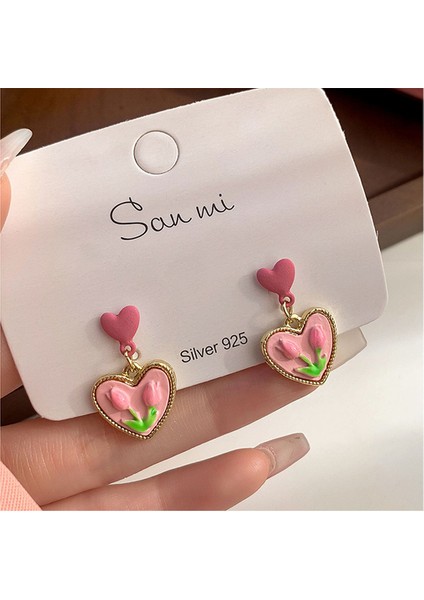 Lale Aşk 2022 Yeni Trendy Güzel Pembe Taze Meyve Şeftali Kalp Dangle Küpe Kadınlar Için Tatlı Kristal Takı Kız Hediye Yaz Aksesuarları (Yurt Dışından)