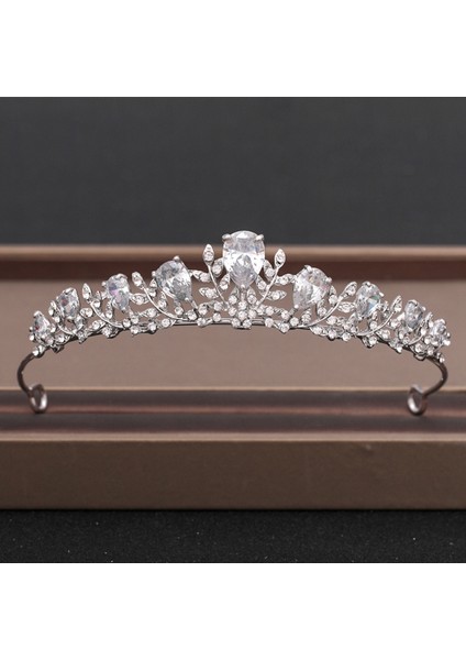 Gümüş Düğün Taç Saç Takı Gelin Başlığı Kadın Barok Rhinestones Kristal Tiaras Gelin Parti Taçlar Düğün Saç Aksesuarları (Yurt Dışından)
