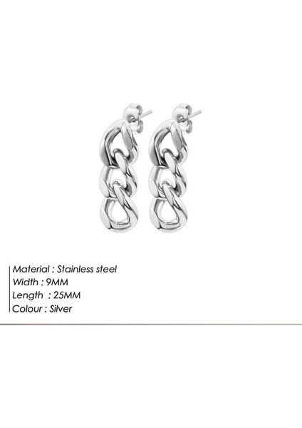 YE35968-GÜMÜŞ Renk Emanco Punk Küba Link Zinciri Saplama Küpe Moda Kadınlar Için Hakiki Altın Kaplama Yüzük Toka Dangle Kaya Takı Hediye (Yurt Dışından) fiyatları