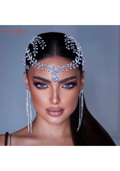 HP465-GOLD Youlapan Rhinestone Düğün Alın Bandı Kadın Headdress Su Damlası Gelin Kafa Tiara Gelin Kafa Parçası ile Tarak HP466 (Yurt Dışından) fiyatları