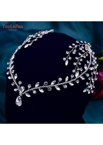 HP465-GOLD Youlapan Rhinestone Düğün Alın Bandı Kadın Headdress Su Damlası Gelin Kafa Tiara Gelin Kafa Parçası ile Tarak HP466 (Yurt Dışından) fırsatları