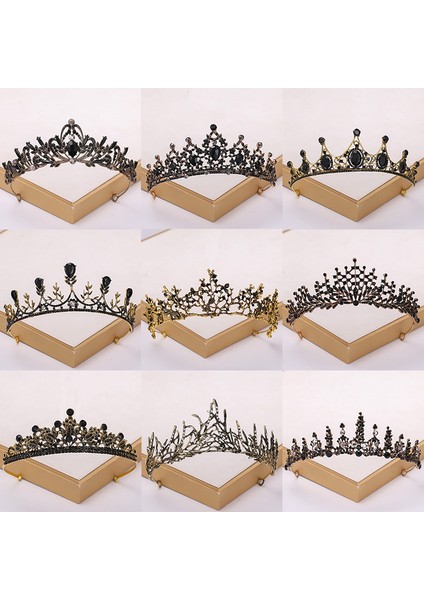 28 Barok Vintage Siyah Tiara ve Taçlar Kristal Rhinestone Düğün Saç Aksesuarları Kraliçe Prenses Taç Daha Fazla Tasarım Kafa Takı (Yurt Dışından) fiyatları