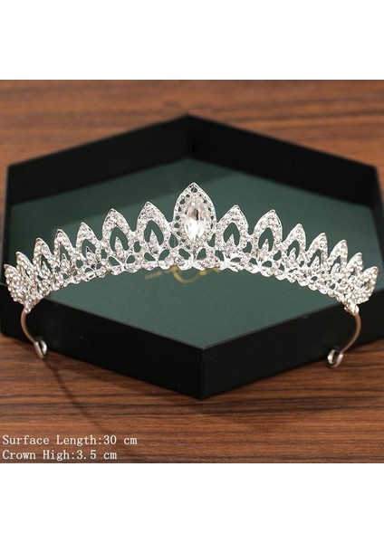 Gümüş Gümüş Renk Taç ve Tiara Düğün Saç Aksesuarları Kadınlar Için Taç Gelin Kristal Rhinestone Diadema Tiaras Gelin Taç (Yurt Dışından)