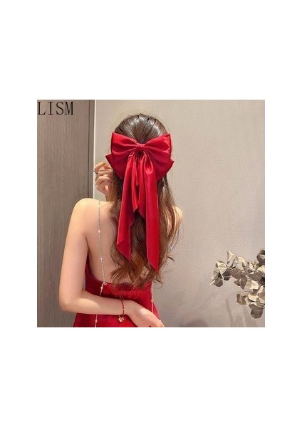 Bordo Kore Büyük Yay Şerit Firkete Yeni Yıl Çin Moda Arka Kafa Büyük Bahar Klip Gelin Headdress Saç Aksesuarları Kadınlar Için (Yurt Dışından)