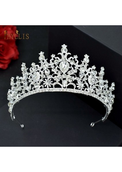 A136-GÜMÜŞ A195 Gelin Tiaras Için Lüks Düğün Taç Rhinestone Saç Takı Hediyeler Kristal Saç Aksesuarları Kadın Kafa Bandı Gelin Şapkalar (Yurt Dışından)