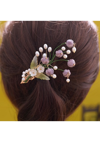 O Mor Güzel Çiçek Saç Klipleri Vintage Kelebek Tokalar Kolye Saç Tokaları Kadınlar Için Çin Tarzı Saç Takı Aksesuarları (Yurt Dışından) fırsatları