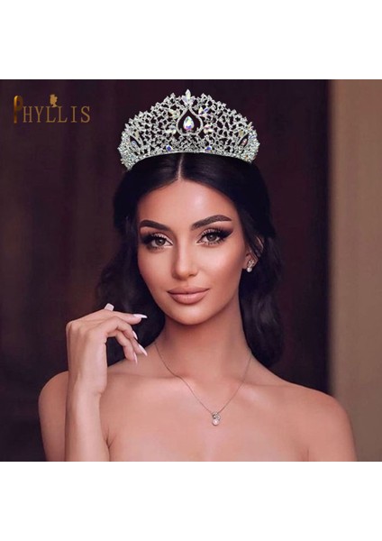A121-GOLD A268 Lüks Prenses Taç Pageant Diadem Gelin Saç Takı Düğün Başlığı Kraliçe Headdress Altın Kadın Tiara Kafa Bandı (Yurt Dışından) indirimleri