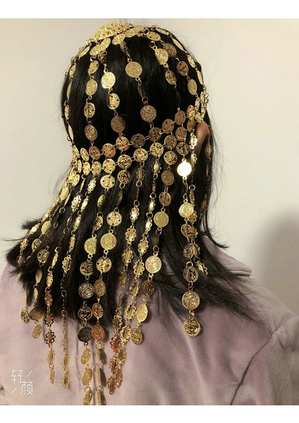 Altın Rengi Kadın Kızlar Oryantal Dans Tribal Tiara Şapkalar Sikke Şapka Şapka Kostüm Paraları Kafa Parçası (Yurt Dışından) modelleri