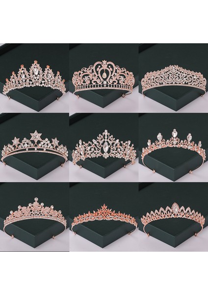 21 Trendy Gül Altın Rengi Tiaras ve Taçlar Inci Kristal Prenses Diadems Sıcak Satış Kraliçe Düğün Gelin Saç Aksesuarları Başlığı (Yurt Dışından) fiyatları