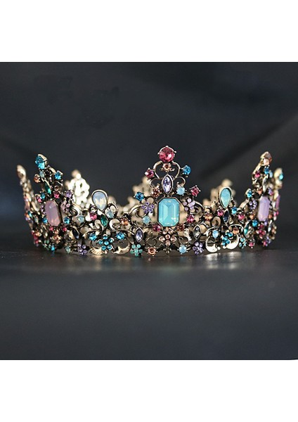 H014 Gümüş Renkli Kmvexo Barok Kraliyet Kraliçe Taç Renkli Jöle Kristal Rhinestone Taş Düğün Tiara Kadınlar Için Kostüm Gelin Saç Aksesuarları (Yurt Dışından) fırsatları