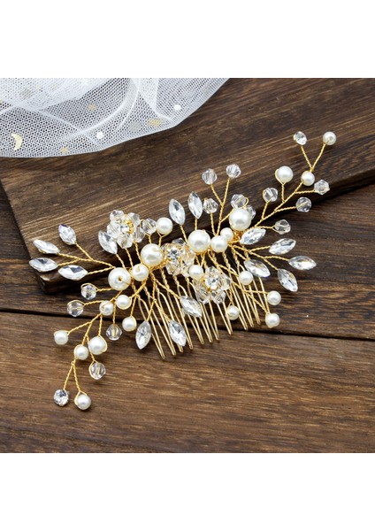 01 Altın Kristal Gelin Kadınlar Için Gelin Düğün Saç Aksesuarları Inci Çiçek Kafa Bandı El Yapımı Hairband Boncuk Saç Tarak Dekorasyon (Yurt Dışından) fırsatları